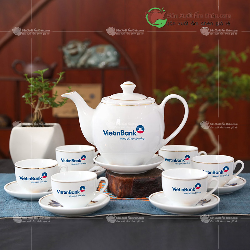 Bộ trà in logo Vietinbank